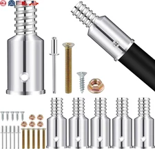 6Pcs Ultra Threaded Tip Replacement Repair Kit Metal Broom Handle Adapter 0.98"