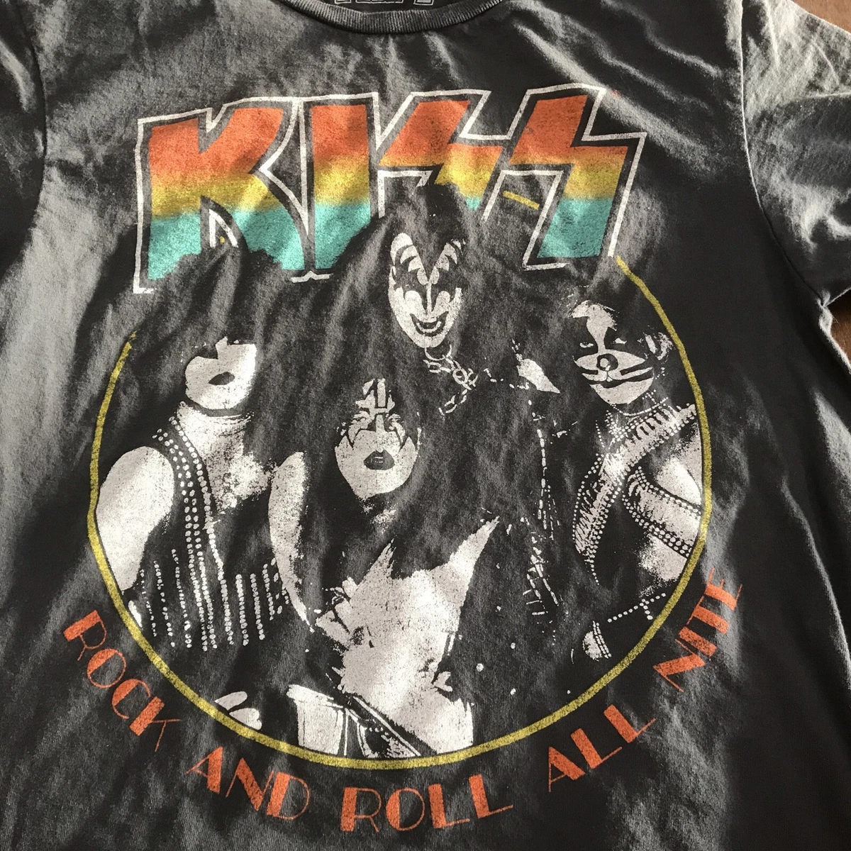 KISS- Vintage photo &#034;Rock And Roll All Nite&#034; Unisex Gray T- shirt Small | eBay