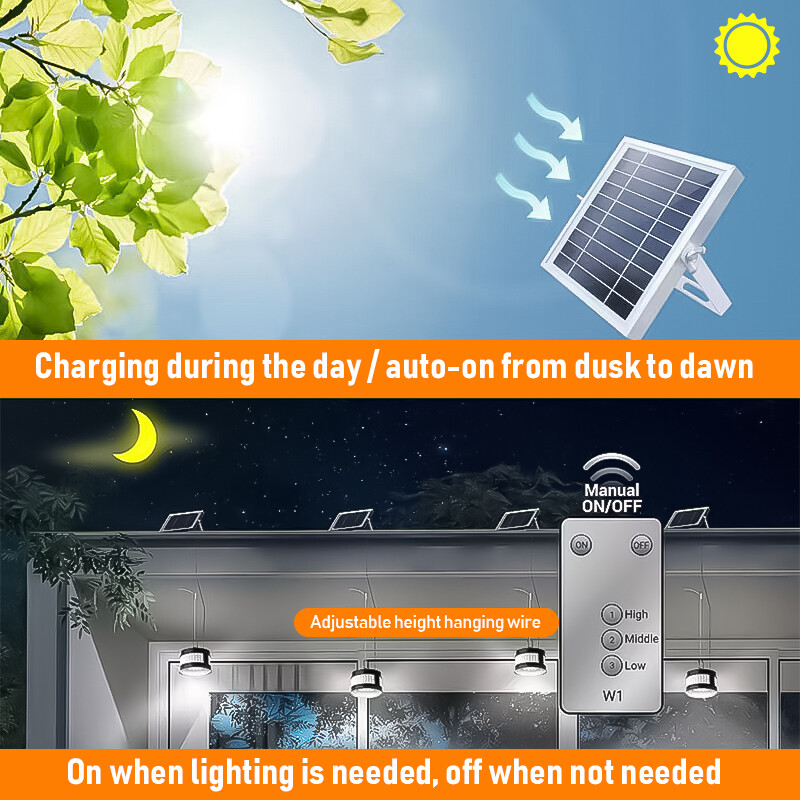 2PCS Solar Power Pendant Lights Garage Lamp Indoor Outdoor Shed Barn Garden Yard eBay