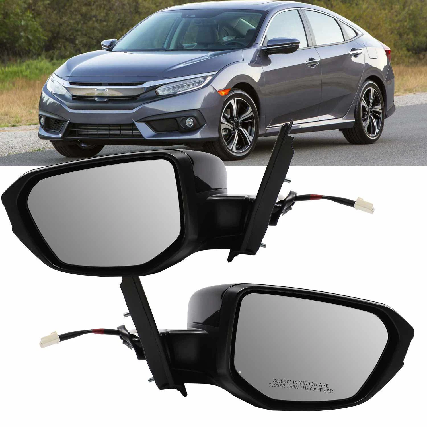 Pair Left Driver &Right Passenger Power Side Mirrors for 2016-2021 Honda Civic
