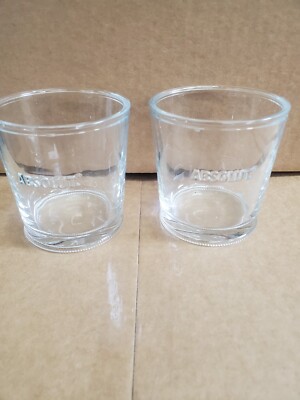Two (2) Absolute Vodka Rocks Embossed Glasses  Used