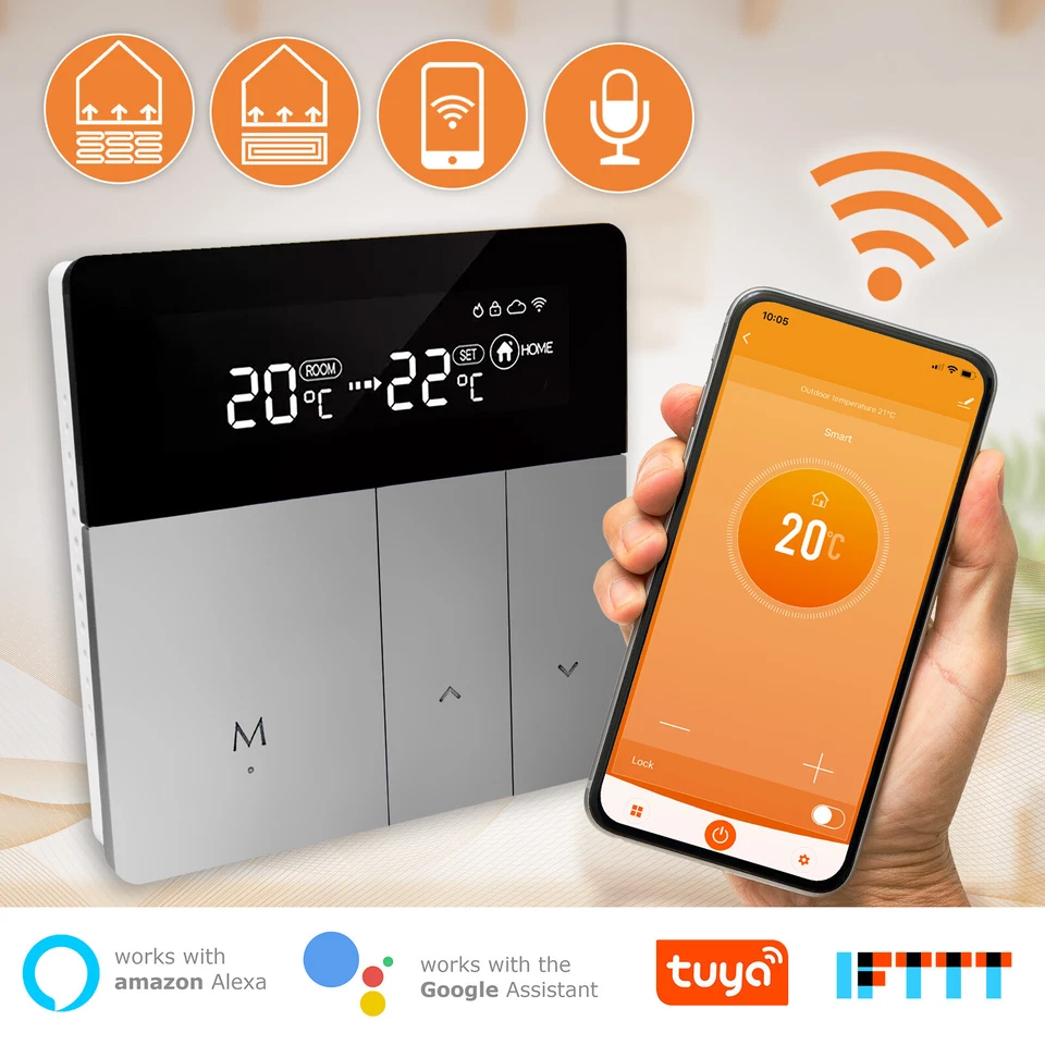 Smart WiFi Raumthermostat Fussbodenheizung Temperaturregler Thermostat Tuya App - Bild 4 von 4