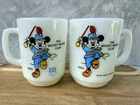 Vintage Disney Mugs.  Mickey Mouse Club Milk Glass Vintage Mickey Coffee Cups.