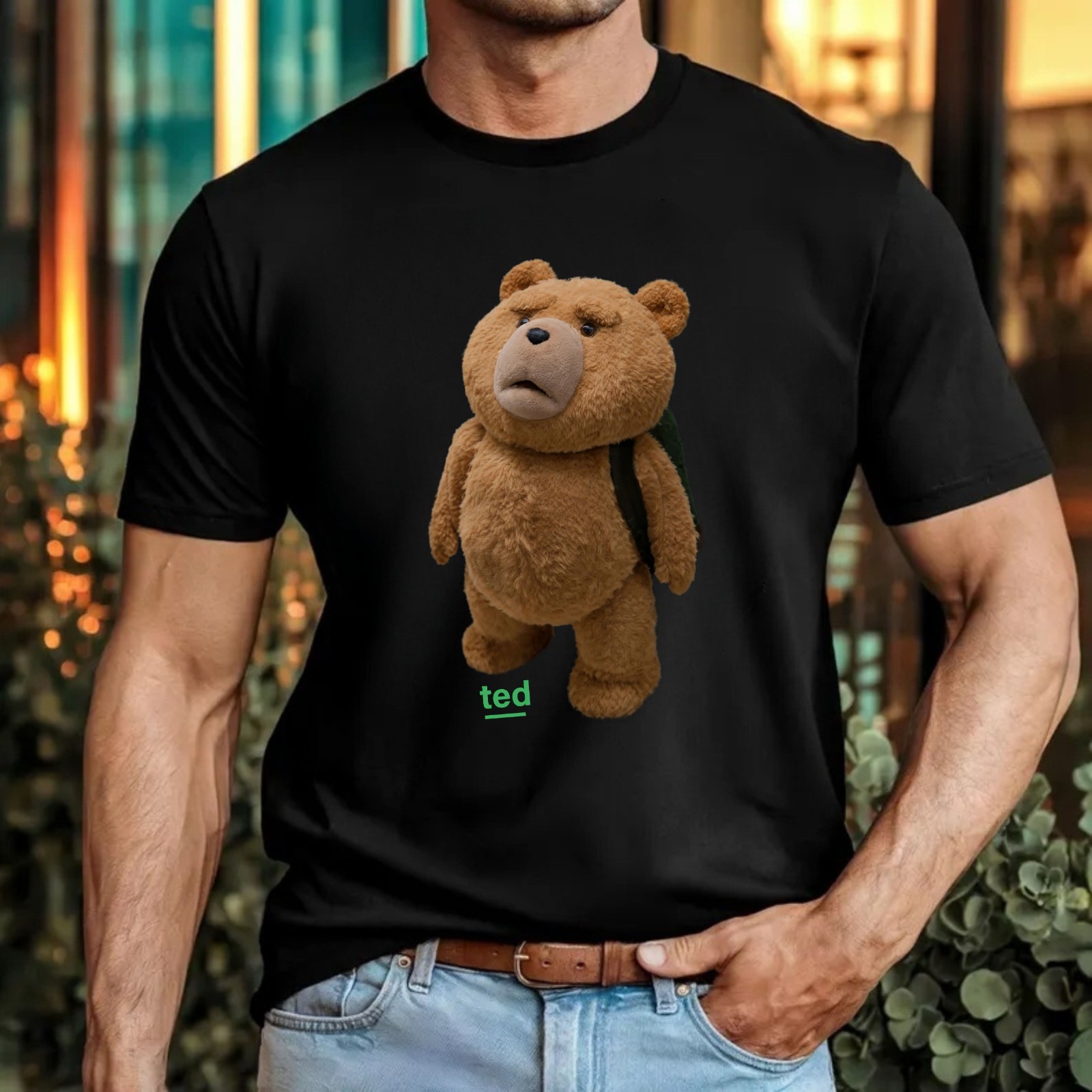 Grumpy Teddy Bear T-Shirt Funny Attitude Bear Cartoon Toy Unisex Gift Tee Top