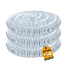 POWERTEC 4" x 20' Dust Collection Hose, 4 Inch Flexible x Clear