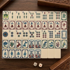 Vintage American Mahjong Set Classic Ivory Tiles Floral Jokers Game