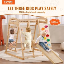 New Indoor Jungle Gym, 7-in-1 Toddler Indoor Playground, Wooden Toddler Climbi
