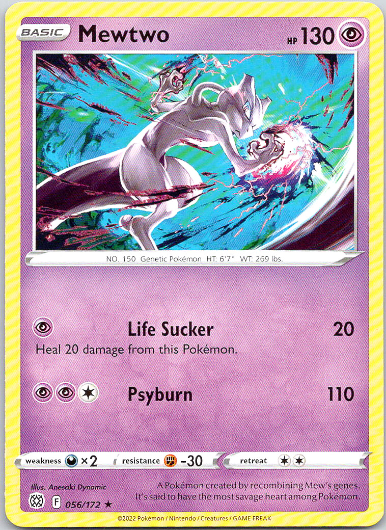 Pokemon Mewtwo 56/172 Brilliant Stars Rare Normal NM TCG