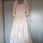 Vintage Ronald Joyce Wedding Dress Princess Style Blush Pink Antique Cream Lace