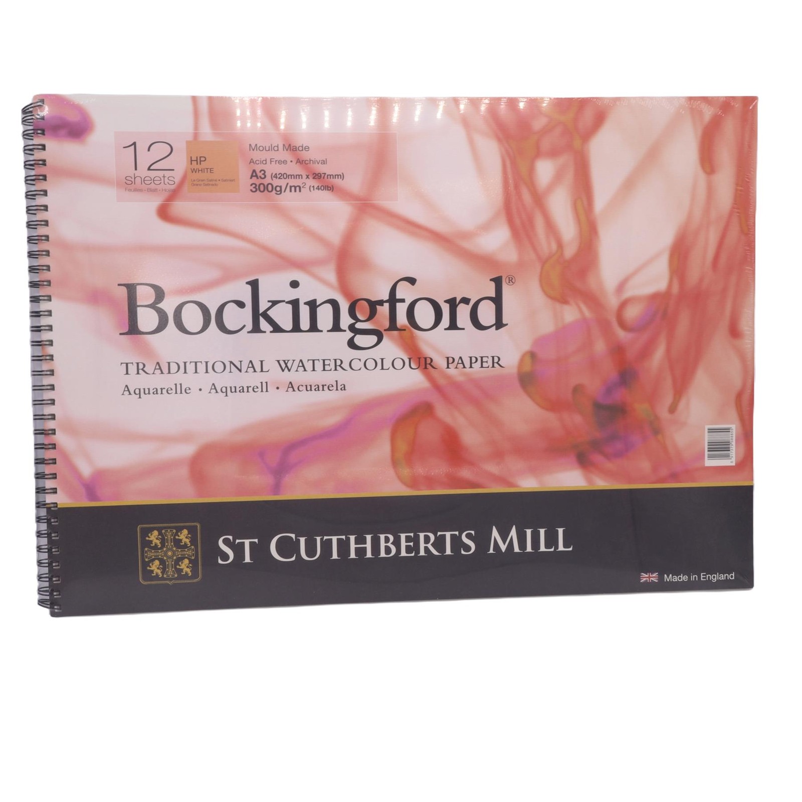 Bockingford A3 Hot Press Watercolour Paper Spiral Pad 300gsm 12 Sheets