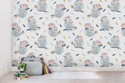3D Bird Baby Sleeping Flower Pattern Wall Murals Wallpaper Murals Wall Sticker