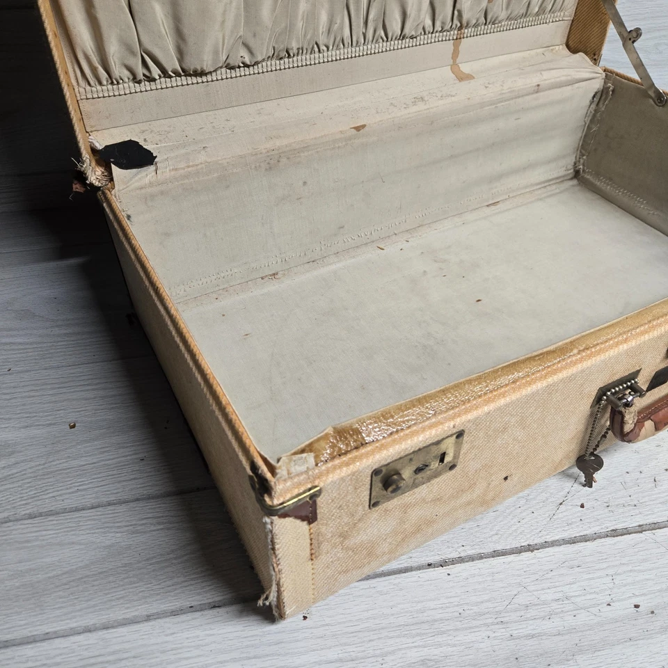 复古 Atlas 行李箱旅行地球编织粗花呢 26 英寸行李箱道具展示 — 第 4/4 张图片