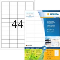Herma 10726 Recycling Etiketten, 80 Blatt, 48,3 X 25,4 Mm, 44 Pro A4 Bogen, 3520