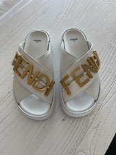 FENDI Logo-embellished leather slides Size 38