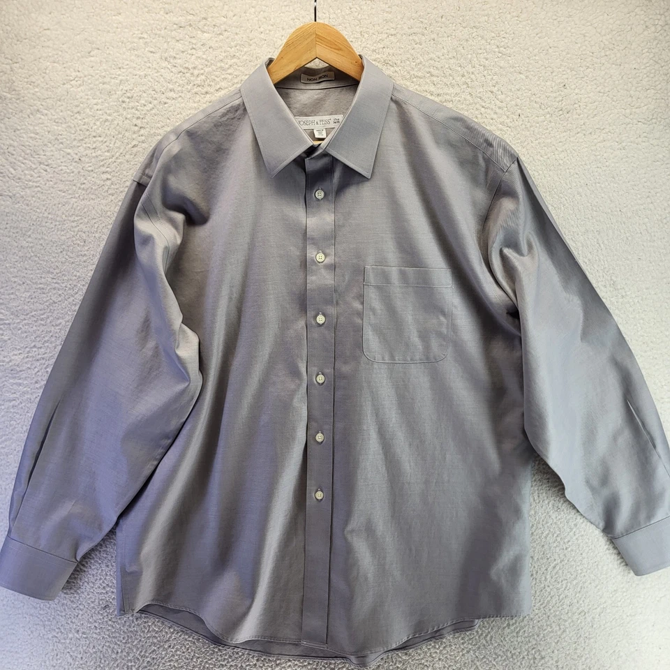 Camisa social masculina Joseph And Feiss 17.5 34/35 cinza sem ferro manga longa botão - Imagem 2 de 4