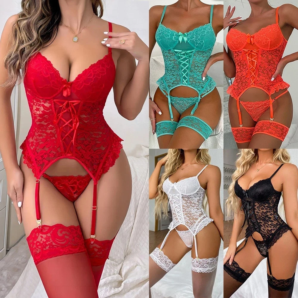 Suspender Bodystocking Lingerie Stockings Bodysuit Babydoll Fishnet Sleepwear