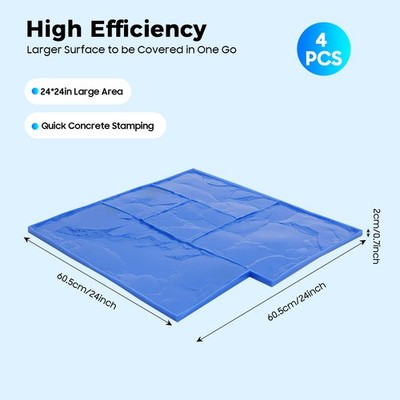 4Pcs Concrete Texturing Stamping Floor Cement Stamps Mold Mats Sets 24*24 InchUS