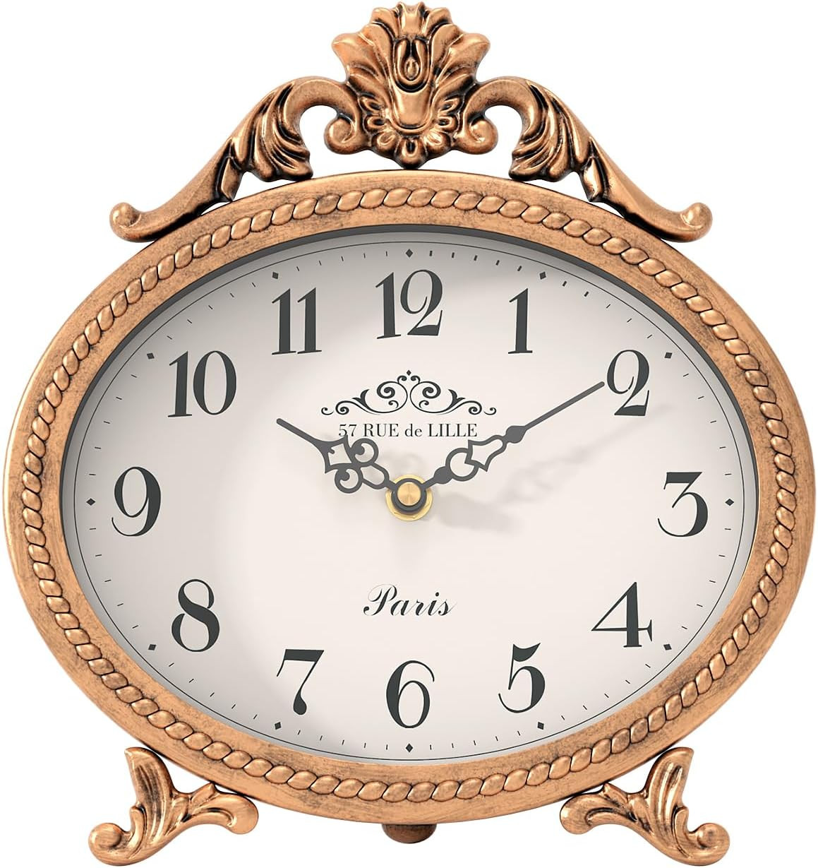 Vintage Table Clock on Stand,Desk and Shelf Decorative Clock,French Rustic Style