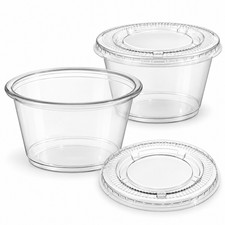 4 oz Clear Plastic Portion Cups with Lids Disposable Sauce Containers 50 2500