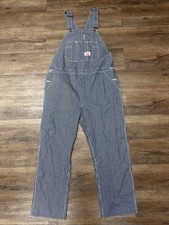 Round House Blue White Striped Cotton Denim Workwear Overalls 40x29 Blue White