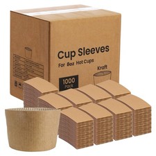 FMP Brands 1000 Pack Kraft Coffee Cup Sleeves, 8 Oz, Disposable Hot & Cold