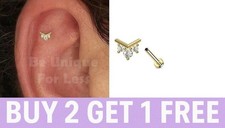Flatback Earrings Sud Tragus 16g Gold Helix Cartilage Bar Labret Piercing Silver