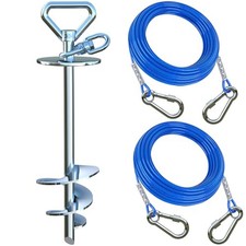 Catapamey Dog Tie Out Cable and Stake,with 2x15 Feet Heavy Duty Cable up to 2...
