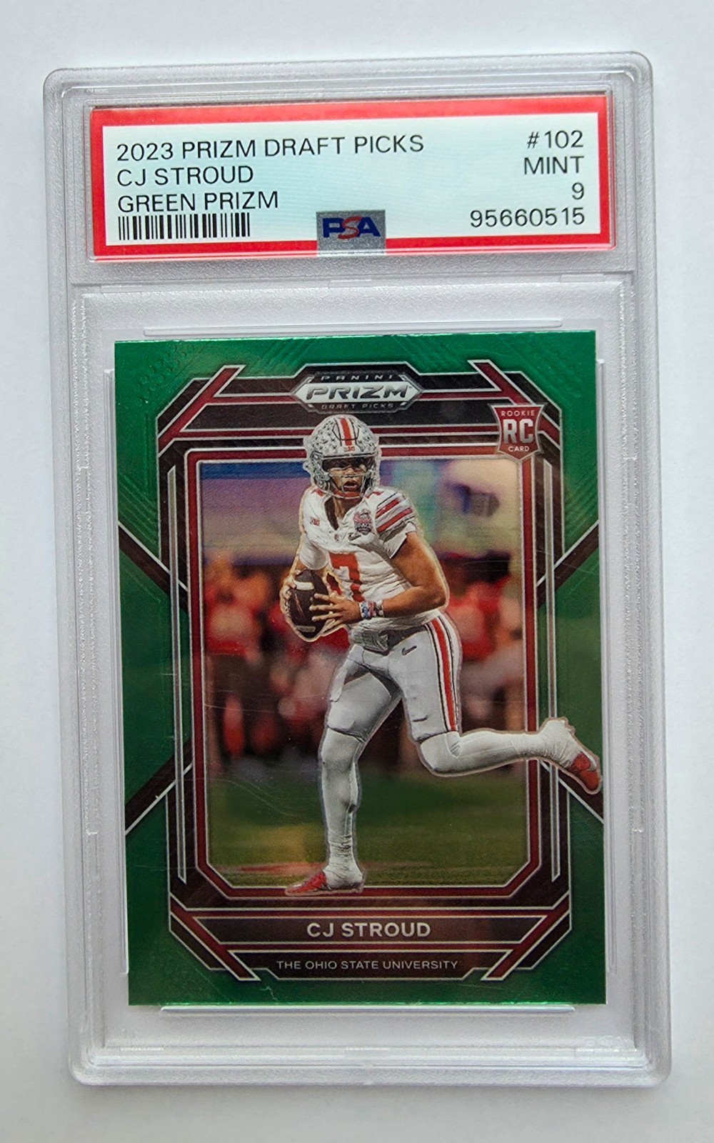 CJ Stroud 2023 Prizm Draft Picks Green Prizm #102 PSA 9 Texans