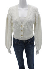 Intermix Womens Cardigan V Neck Button White Long Sleeve Size PP