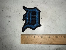 CUSTOM MADE Embroidered Detroit D w/ Sparkle Iron On or Sew On BLUE
