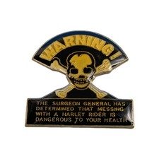 Warning Harley Rider Motorcycle Vintage 80s pin Hat Tac