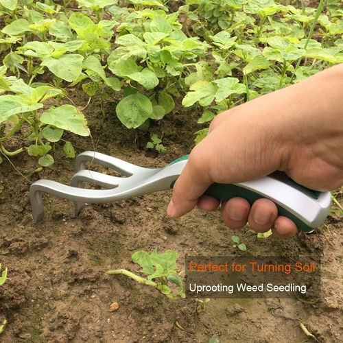 Coltivatore Manuale da Giardino con Artiglio Largo, Rastrello a Mano per Diserbo e Tornitura Terreno, - Foto 4 di 7
