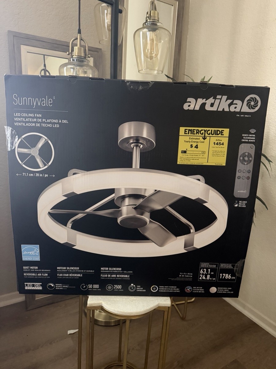 Artika Sunnyvale LED シーリングファン Artika Sunnyvale 28” Fandelier Ceiling Fan LED Light Remote Quiet