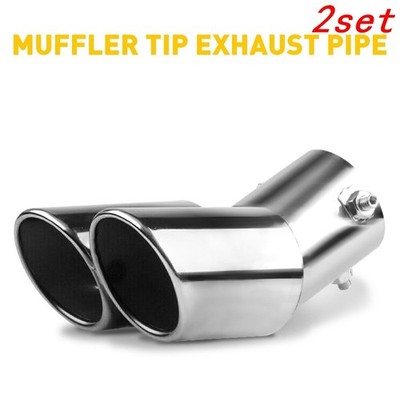 2set Adjustable Car Rear Bent Exhaust Tip Stainless Steel Tail Muffler Tip Unive