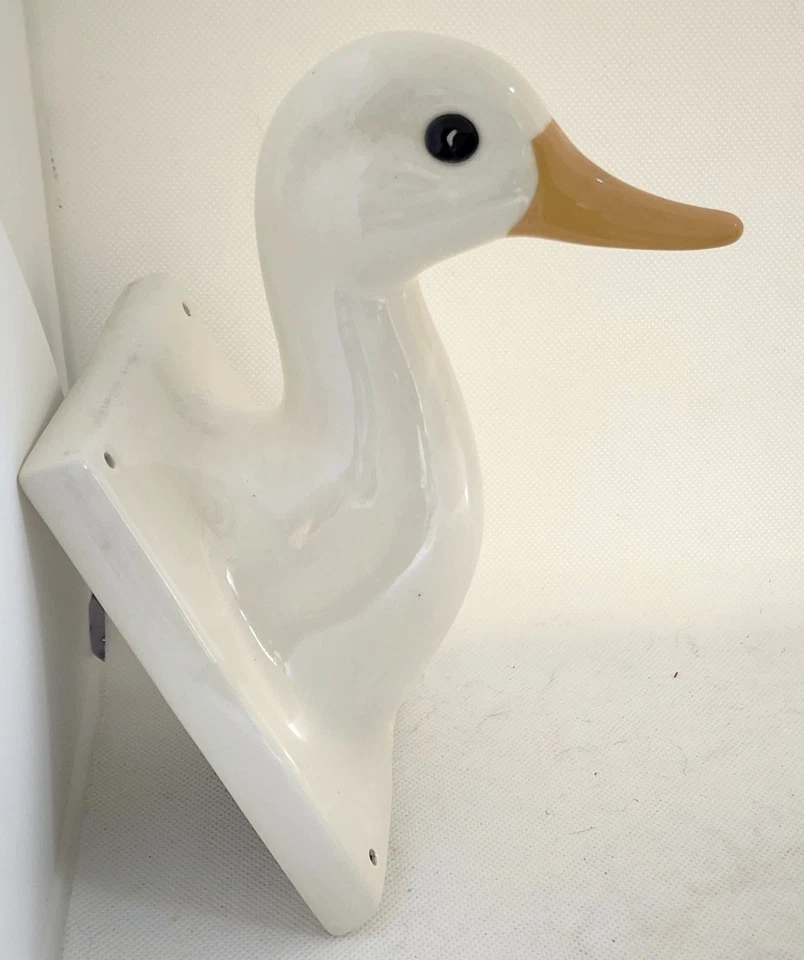 COLGADOR DE TOALLAS-Ganso/Pato de Colección-Blanco-Amarillo Bill-Cerámica-Colgador de Pared/Gancho Foto 3 de 4