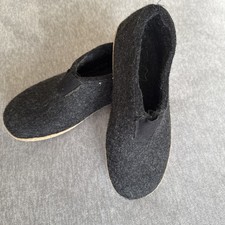 GLERUPS Unisex Charcoal Grey Leather Sole A-Womens Wool Shoe Slippers 39
