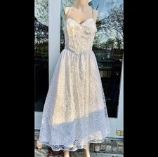 Vintage 80s White Lace Gunne Sax Dress