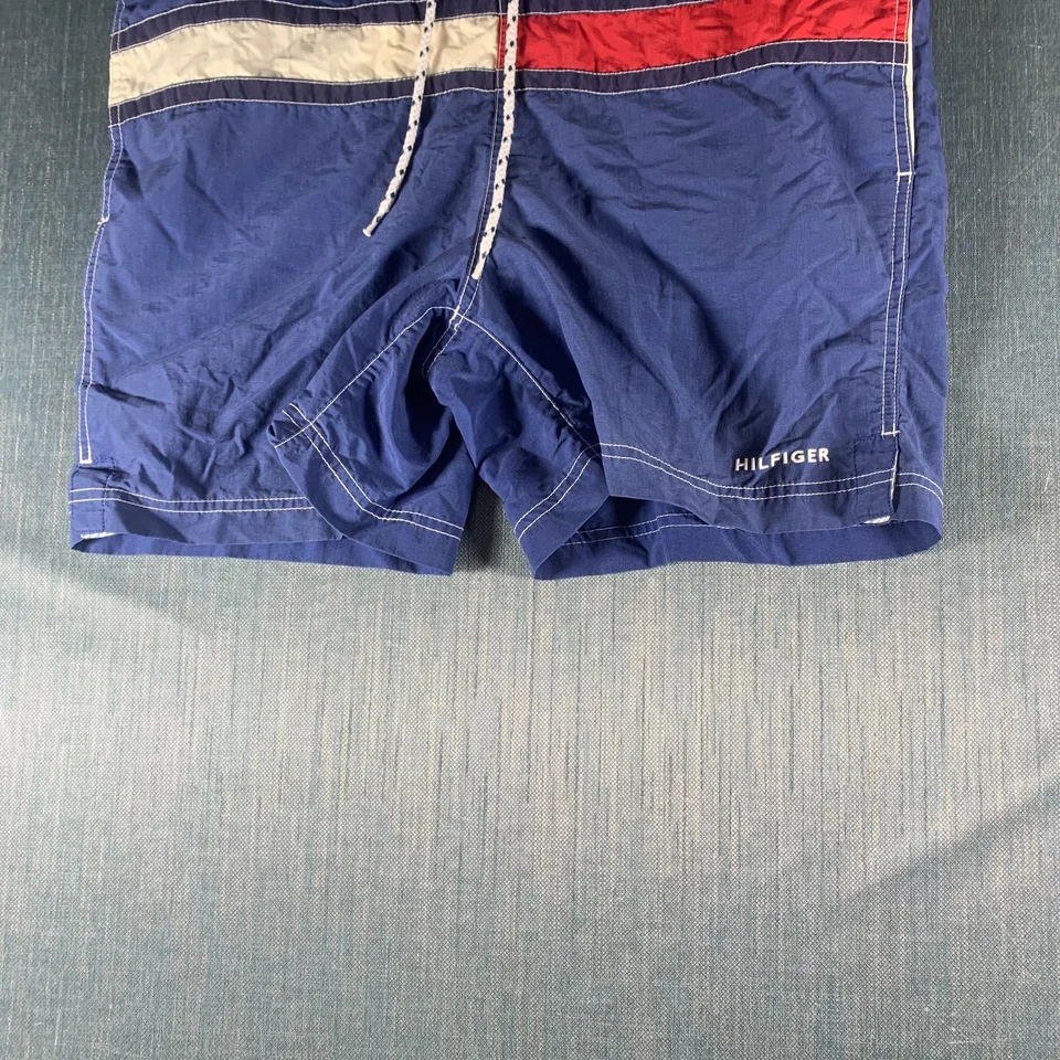 Pantalones Cortos Tommy Hilfiger Para Hombre Talla M Azul Rayas Cordón Malla Bandera Bañador Foto 3 de 4