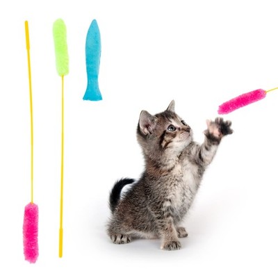 AlabongCat, Fish Catnip Toy: 5.9in, Cat Teasers: 13.5in, Toy set1 