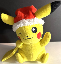 2017 Pikachu Pokemon Plush TOMY Santa Hat Holiday Christmas Stuffed Toy 9"