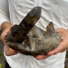 825g Naturel Fumé Cristal Noir Quartz Grappe Spécimen Minéral Guérison