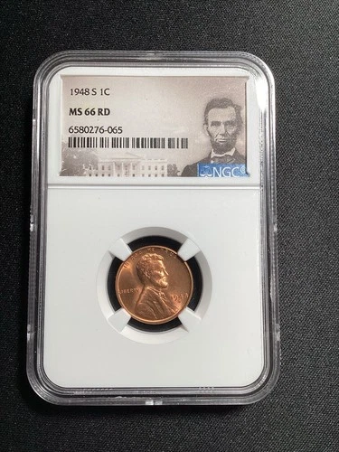 Beautiful High Grade 1948-D Lincoln Cent.  NGC GRADED MS66 RED
