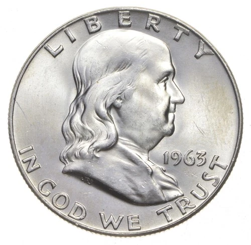 Choice Unc 1963-D Franklin Half Dollar Gem BU From Original Roll *1185