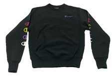 Champion Crewneck Sweatshirt Reverse Weave Black Multicolor Women's Size Small