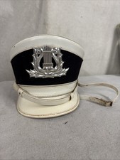 VINTAGE White With Black Trim Marching Band Hat UNIFORMS BY OSTWALD USA 7  