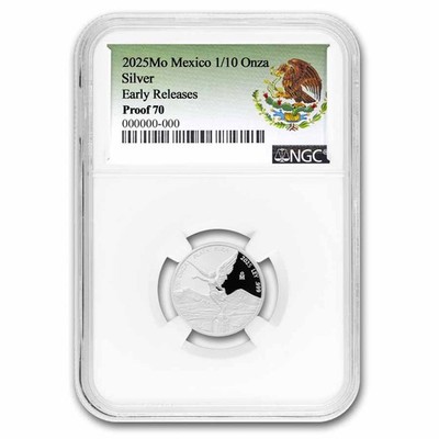 2025 Mexico 1/10 oz Silver Libertad PF-70 NGC (ER, Coat of Arms