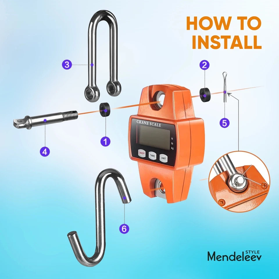 Báscula colgante digital 300 KG / 660 LBS escala grúa industrial SF-912 roja Foto 2 de 4