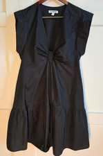 Steve Madden Women's Black Cotton Mini Dress Twist Front Ruffle Hem Size Large