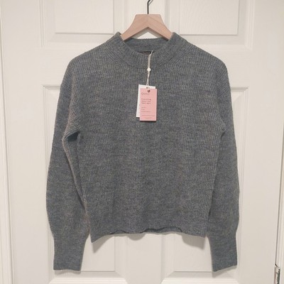 NWT-Quince Baby Alpaca Wool Blend Charcoal Crew Sweater! Sz. M (B25)