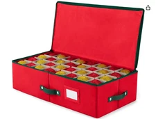 Underbed Christmas Ornament Storage Box - Stores 64 3" Ornaments, With Dividers